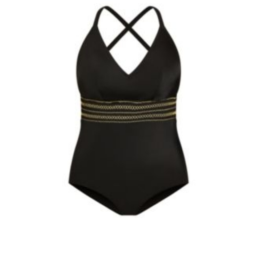 City Chic Vibrant Black One-Piece Swimsuit XS/14